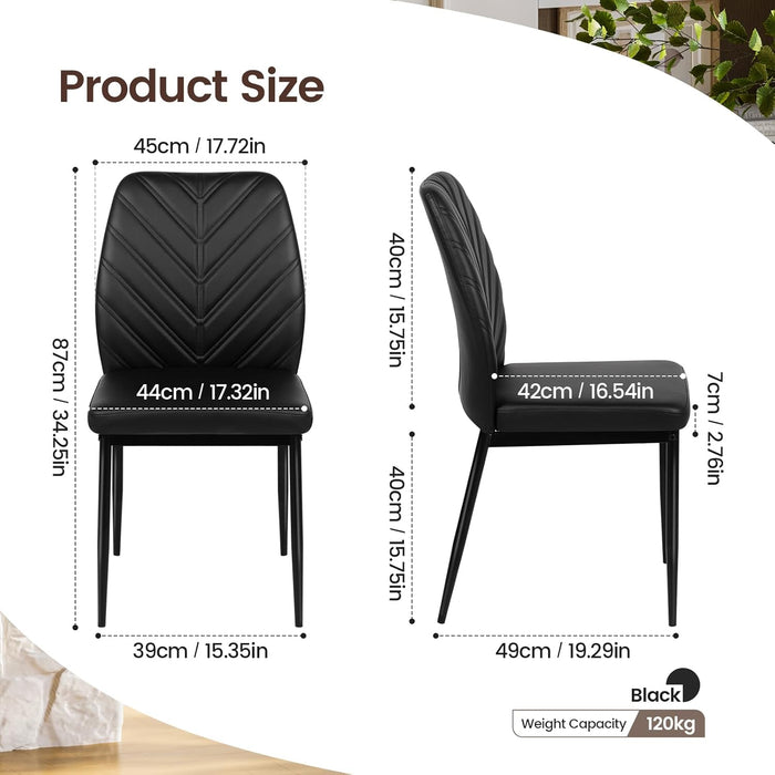Joolihome Modern PU Dining Chairs with Leaf Back Set of 4