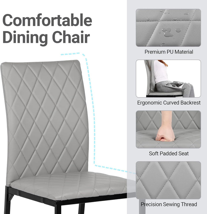 Joolihome PU Dining Chairs with Metal Legs Set of 4