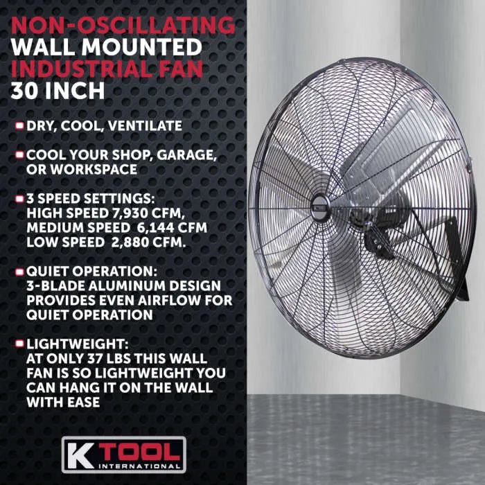 K Tool KTI77731 30" Non-Oscillating Wall Mounted