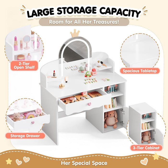 Kids Dressing Table with LED Mirror