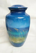 Large/Adult 200 Cubic Inch Gulf Waters Aluminum Funeral Cremation Urn for Ashes
