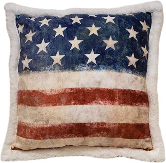 Linen Mart - Wrangler American Flag Sherpa Accent Pillow