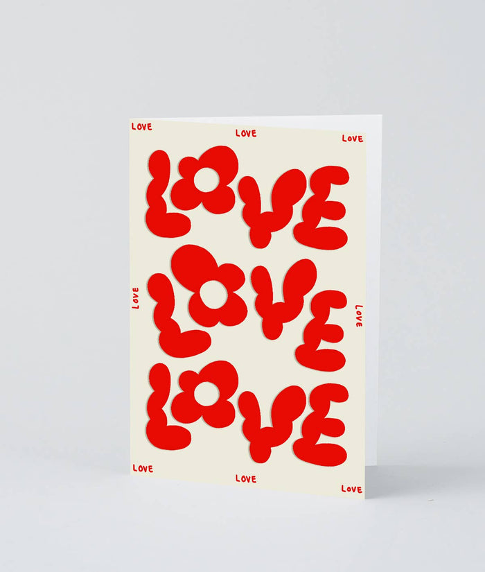 'Love Love Love' Embossed Greetings Card - bubblegum market