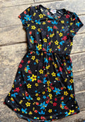 LuLaRoe Mae Dress - Black Floral - girl's 10