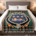 MacShanly Irish National Tartan woven blanket with family crest emblem