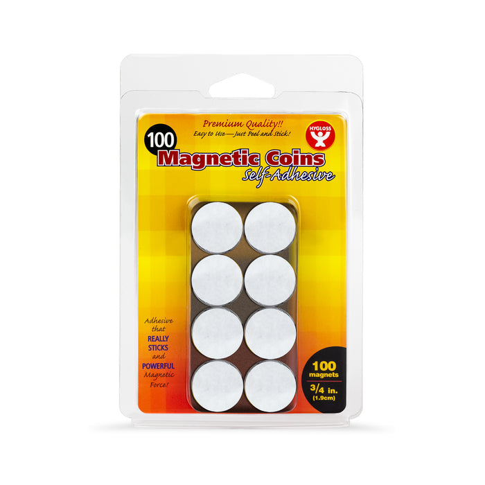 MAGNETIC COINS - SELF ADHESIVE 100 PACK