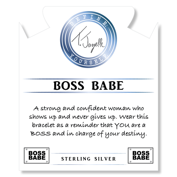 Mauve Jade Stone Bracelet with Boss Babe Sterling Silver Charm
