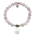 Mauve Jade Gemstone Bracelet with Hammered Waves Sterling Silver Charm