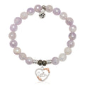 Mauve Jade Gemstone Bracelet with Heart Sister Sterling Silver Charm