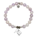 Mauve Jade Gemstone Bracelet with Key to my Heart Sterling Silver Charm