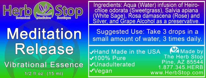 Meditation Release Vibrational Essence Label