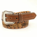 Men's Basketweave Belt With Brindle Calf Hair