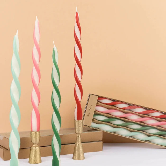 Meri Meri Party Assorted Stripe Holiday Twist Candles - bubblegum market