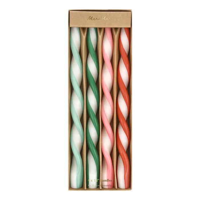 Meri Meri Party Assorted Stripe Holiday Twist Candles - bubblegum market