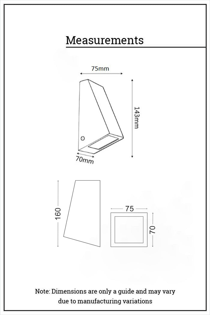 Technical drawing and dimensions of the Mills Exterior Wall Light outdoor wall sconce