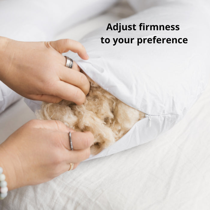 MINICAMP C-Shape Pillow with Organic White Cover | Kapok & Latex Blend or PES Filling