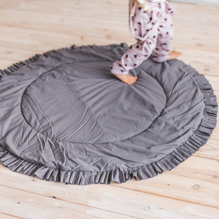MINICAMP Kids Playmat with Ruffled Border in Grey