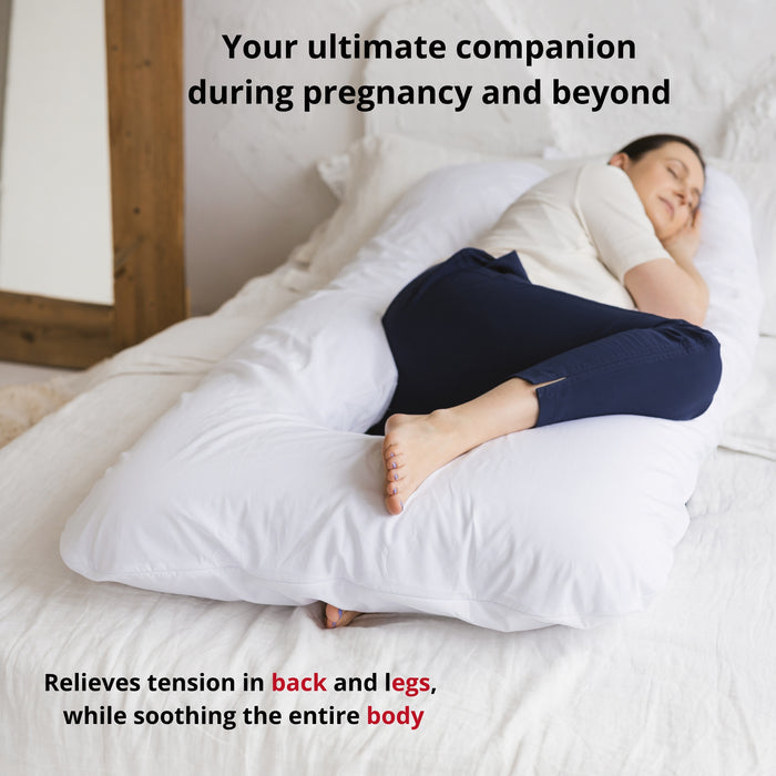 MINICAMP U-Shaped Body Pillow with Organic Cover in White | Kapok & Latex Blend or PES Filling