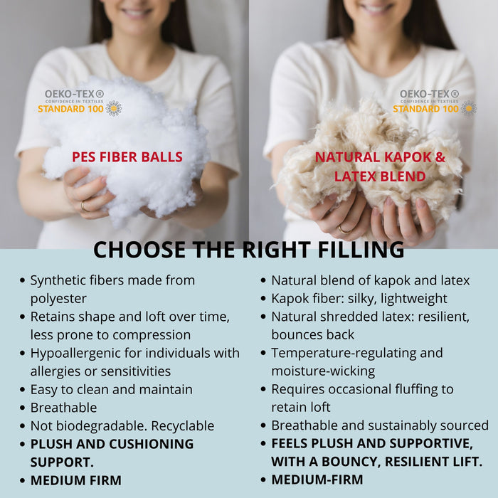 MINICAMP U-Shaped Maternity Pillow with Organic Cover in Milk White | Kapok & Latex Blend or PES Filling
