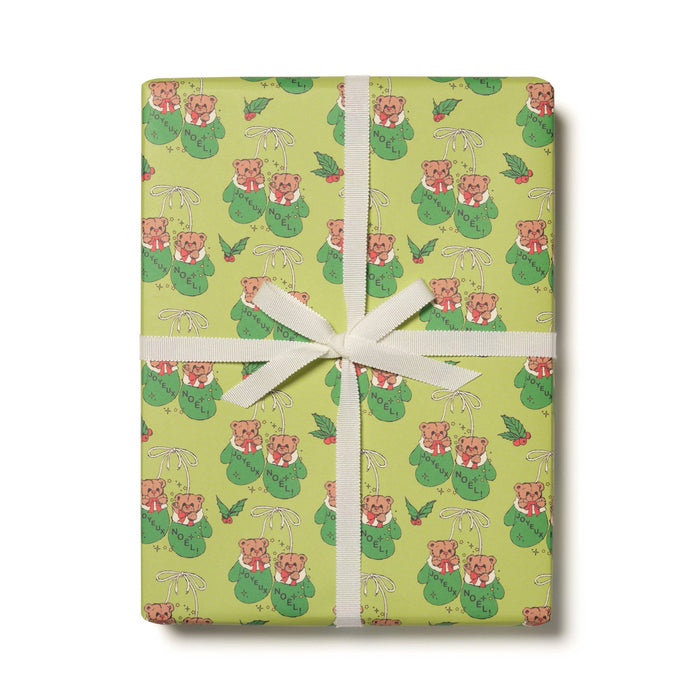 Mitten Bears Holiday Wrapping Paper Sheets (Roll of 3) - bubblegum market