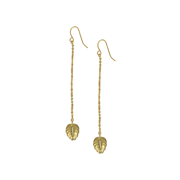 Monstera Drop Chain Earrings