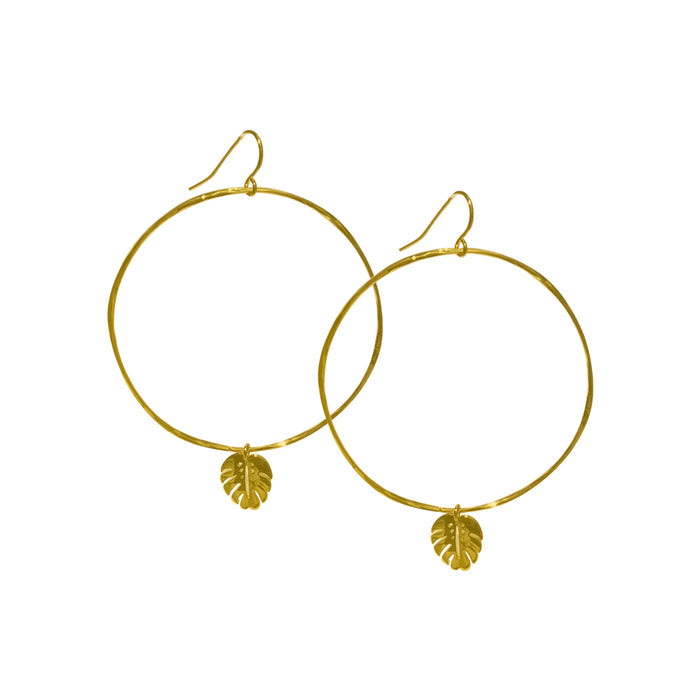 Monstera Hoop Earrings