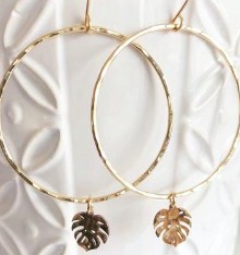 Monstera Hoop Earrings