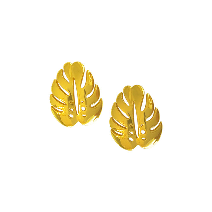 Monstera Stud Earrings