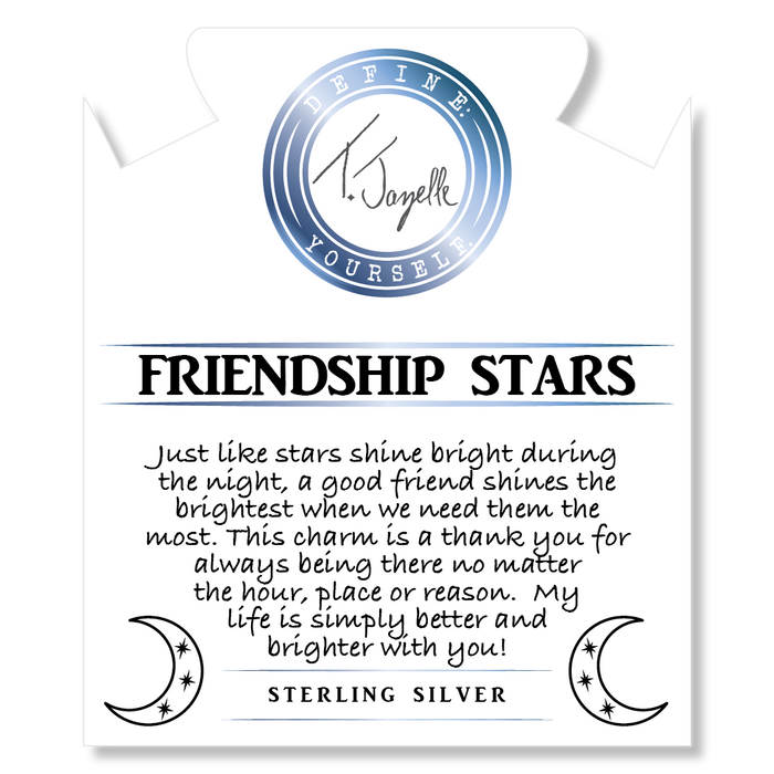 Multi Amazonite Stone Bracelet with Friendship Stars Sterling Silver Charm