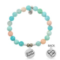 Multi Amazonite Stone Bracelet with Grandmother Sterling Silver Charm