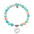 Multi Amazonite Stone Bracelet with Mermaid Sterling Silver Charm