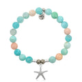 Multi Amazonite Stone Bracelet with Starfish Silver Charm