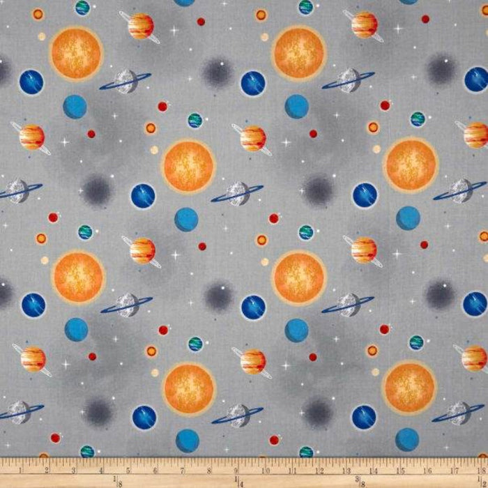 NASA Planets Gray Cotton Fabric