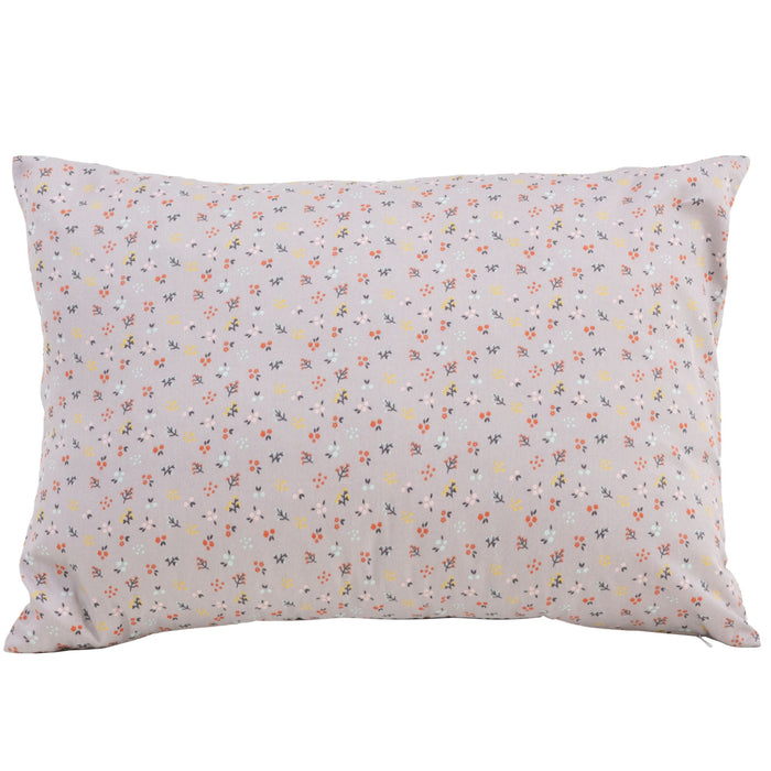 Natural Kapok & Latex Sleeping Pillow with Organic Cotton Cover - Grey Floral