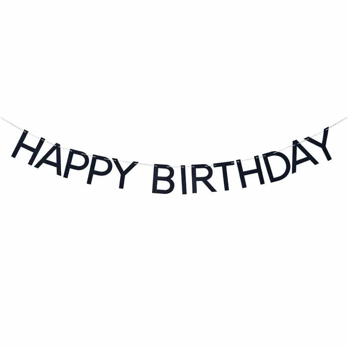 Navy HAPPY BIRTHDAY Paper Banner - bubblegum market