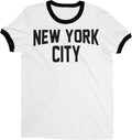 New York City Ringer Tee T-Shirt Retro Style Men's Shirt (White/Black, Regular) - NYC Factory