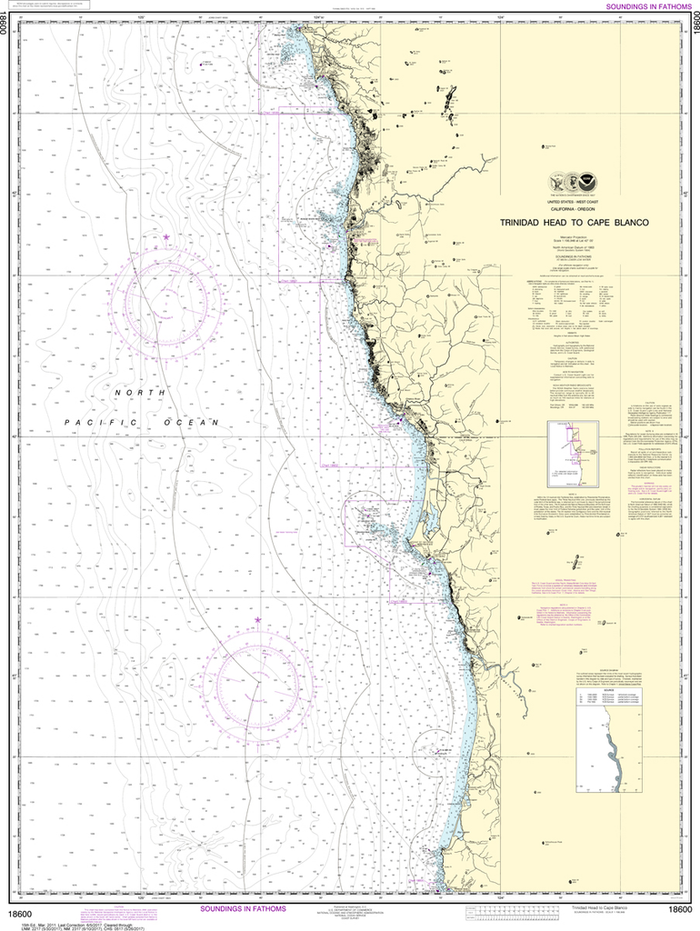 NOAA Chart 18600: Trinidad Head to Cape Blanco