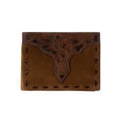 Nocona Bifold Wallet Roughout Buck Lacing Tan