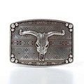 Nocona Engraved Silver Steer Skull Western Belt Buckle