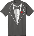 Men's Funny Tuxedo T-Shirt (Charcoal, Bowtie & Rose)
