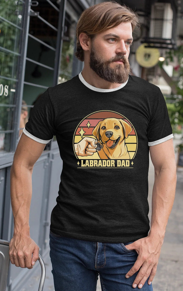 Labrador Dad Dog Father Design Custom Mens Ringer T-Shirt Tee