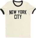 Men's New York City John Lennon Ringer Tee T-Shirt (Natural/Black, Regular Print)