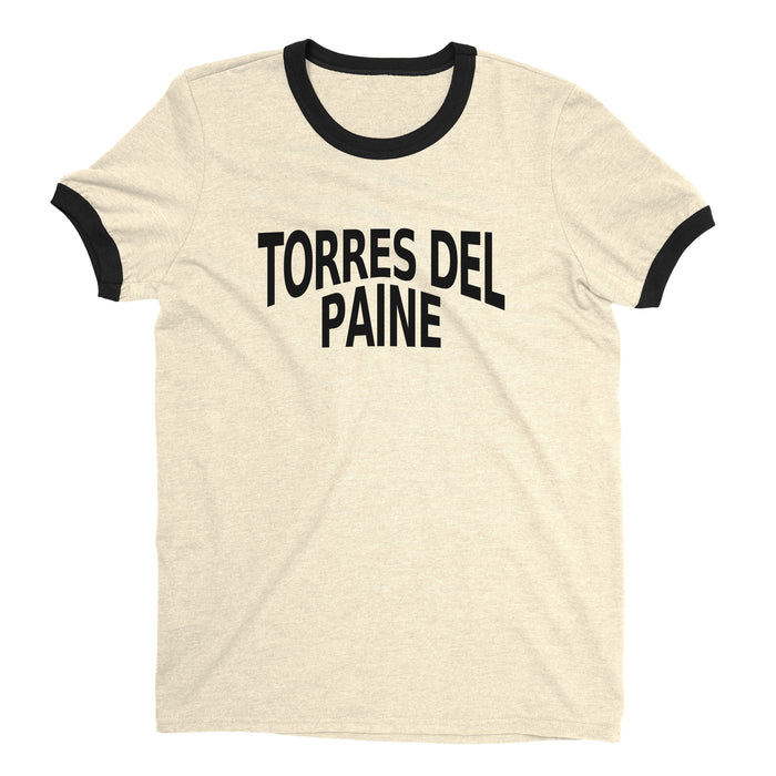 Torres del Paine National Park Ringer Tee Retro Style Men's T-Shirt - NYC Factory - Natural