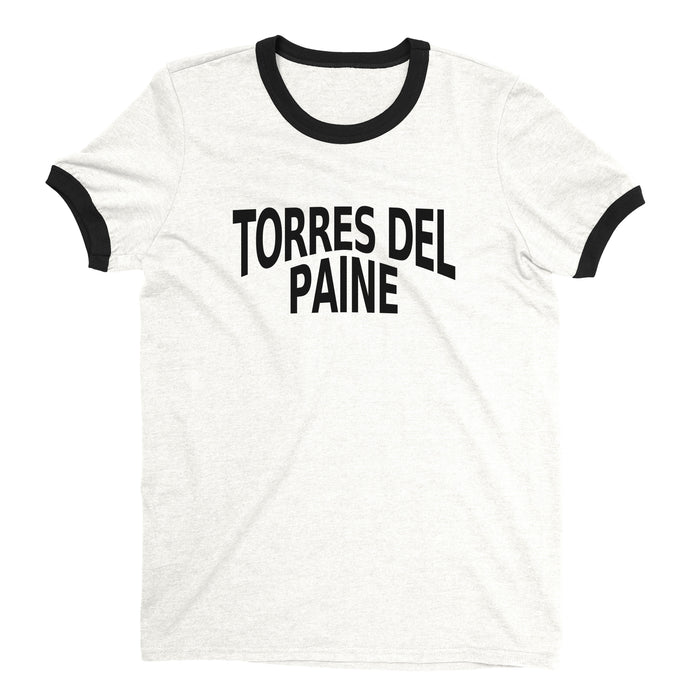 Torres del Paine National Park Ringer Tee Retro Style Men's T-Shirt - NYC Factory - White