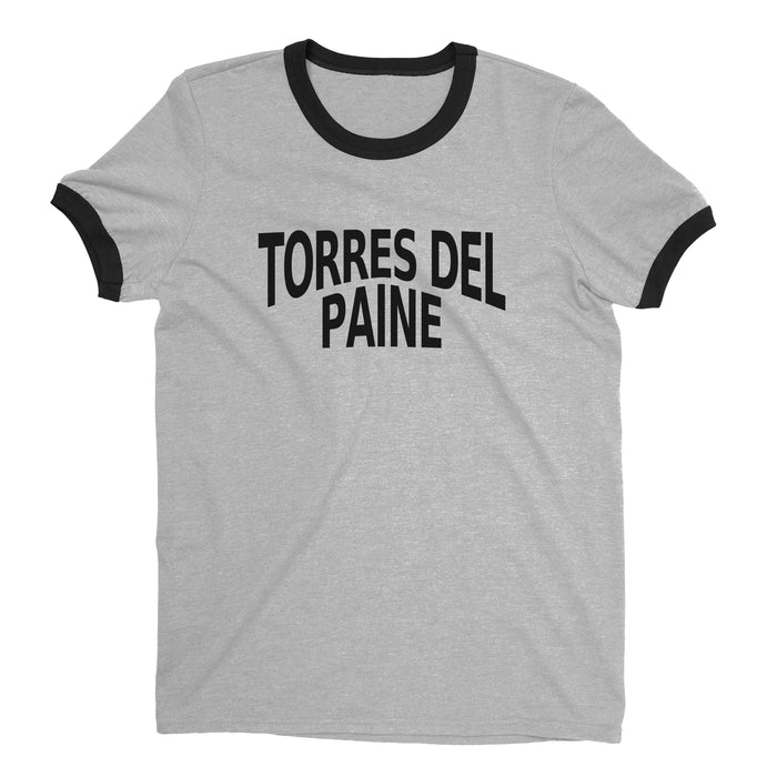 Torres del Paine National Park Ringer Tee Retro Style Men's T-Shirt - NYC Factory - Heather Gray