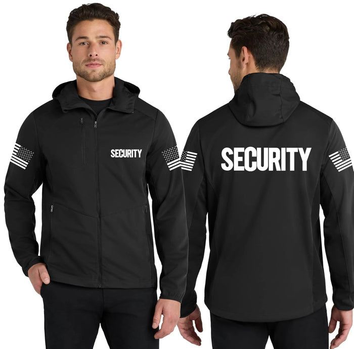 Men's Security Soft Shell Hooded Wind Breaker Guard Jacket Wind & Water Resistant - NYC Factory