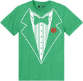 Men's Funny Tuxedo T-Shirt (Heather Green, Bowtie & Rose)