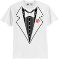 Men's Funny Tuxedo T-Shirt (White, Bowtie & Rose)