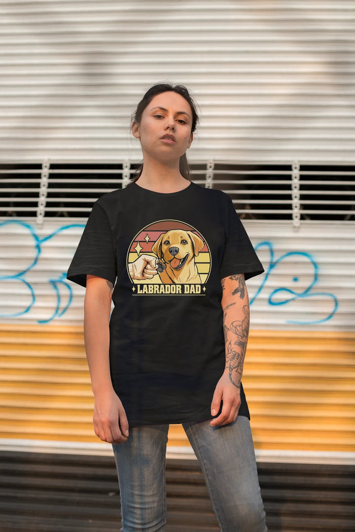Labrador Dad Dog Father Design Custom T-Shirt Black