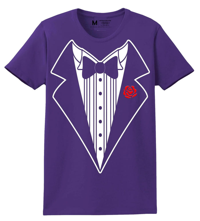 Ladies Faux Tuxedo T-Shirt (Purple & Rose) - NYC Factory